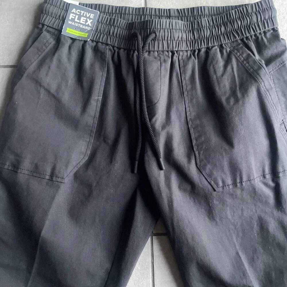 Haggar Pull On Workwear Stretch Hiker Utility Straight Fit Pants Lead Gray 34/30